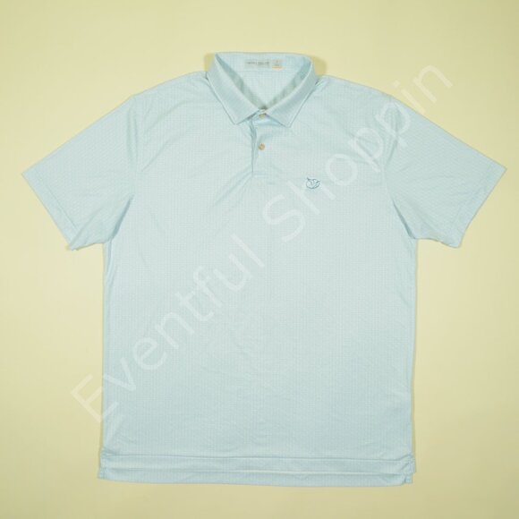 Peter Millar Reynolds Lake Oconee Polo Shirt Mens L White Blue Featherweight Sun - Picture 2 of 7